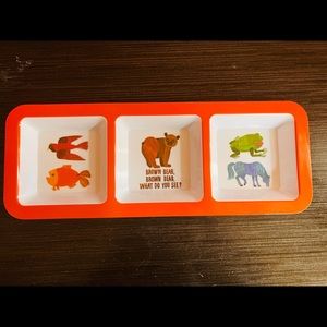 World Of Eric Carle Brown Bear orange and White 3 Section Serving Plate - New